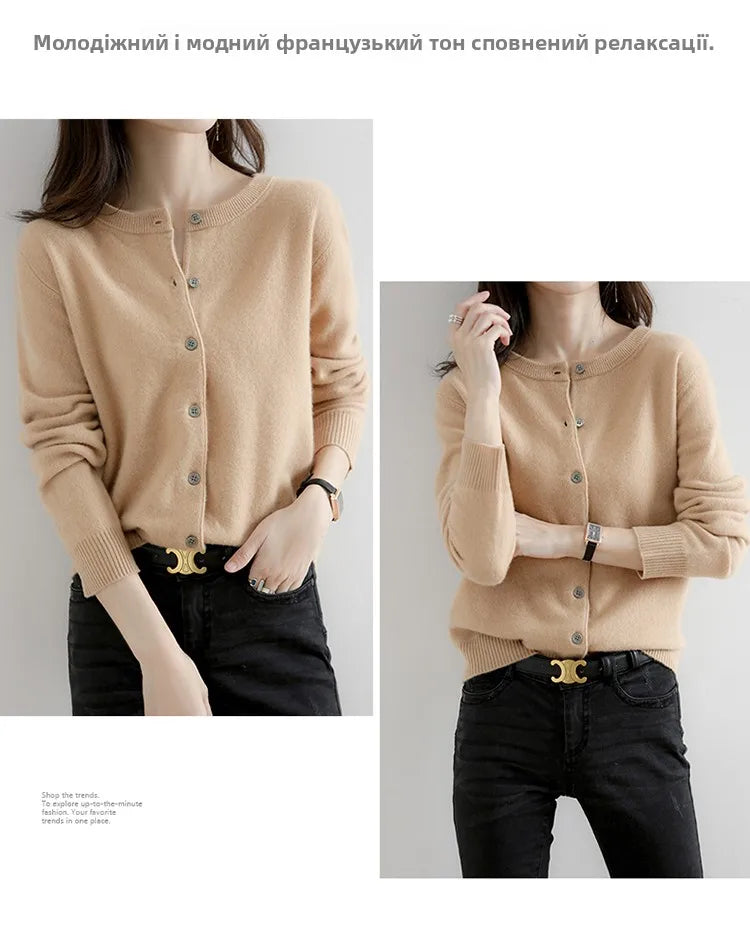 Off-Season Knitted Open Cardigan – Women’s Loose Round Neck Outerwear | Large Size Sweater for Spring & Autumn