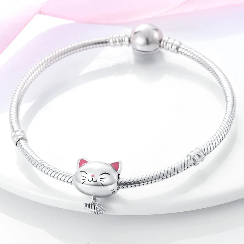 Cat Collection 925 Sterling Silver Charms Bead | Persian Bell & Multifarious Cat Dangle Fit Pandora Bracelet Necklace DIY Jewelry