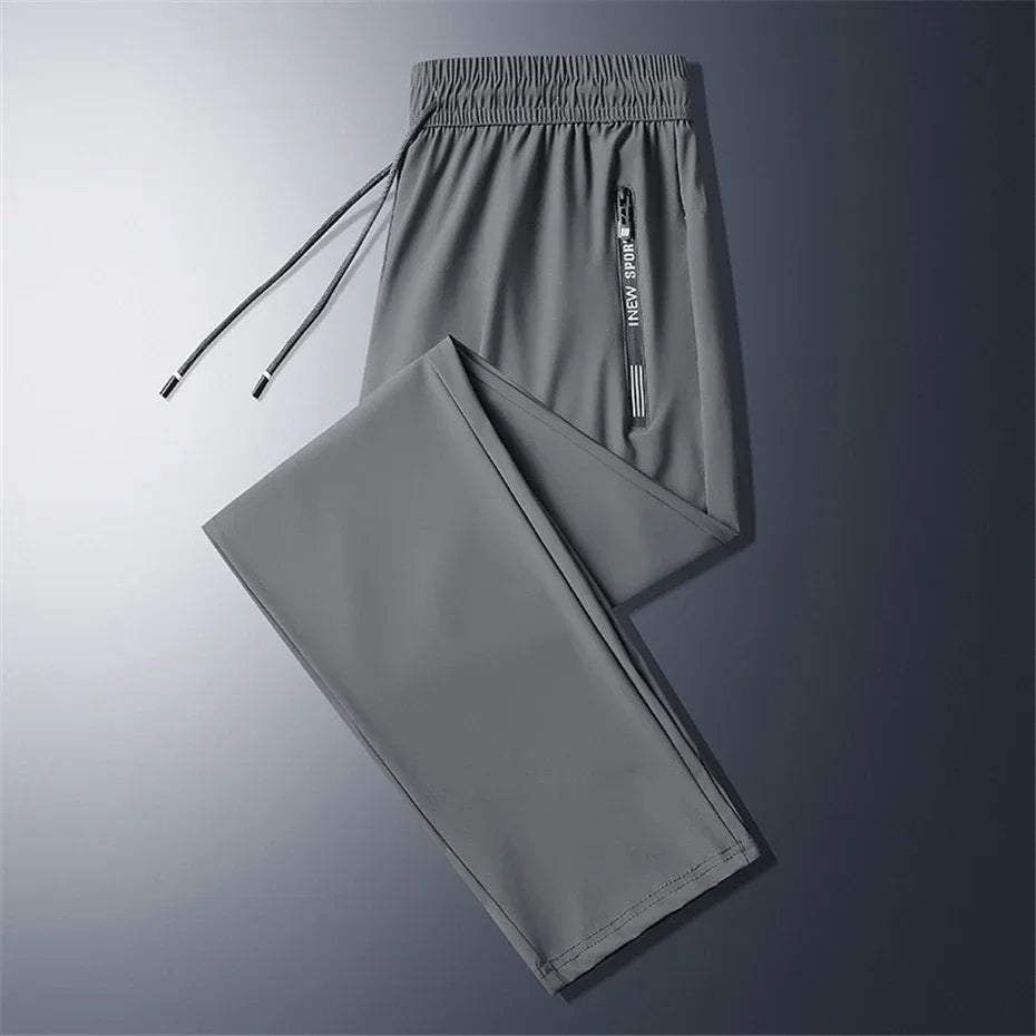 2024 Men’s Plus Size Summer Cool Pants | 7XL–8XL Stretch Sweatpants | Casual Lightweight Trousers in Black & Grey