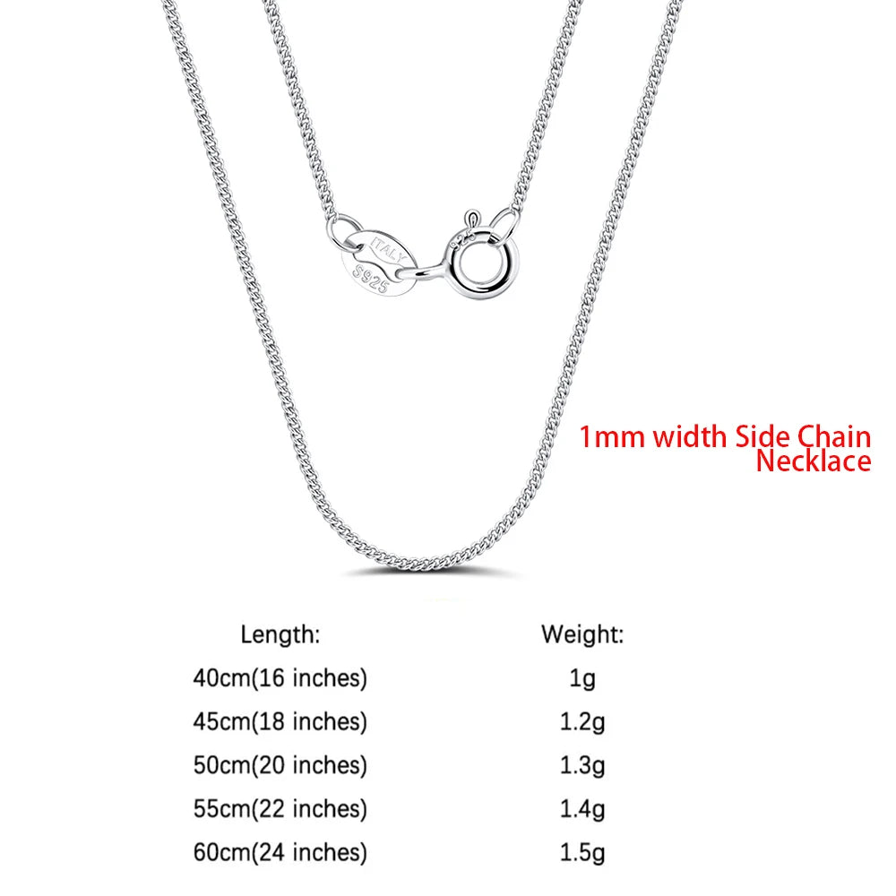 Rinntin 925 Sterling Silver Italian Handmade Chopin Chain Necklace | Simple 1.2mm Women’s Fashion Jewelry SC53