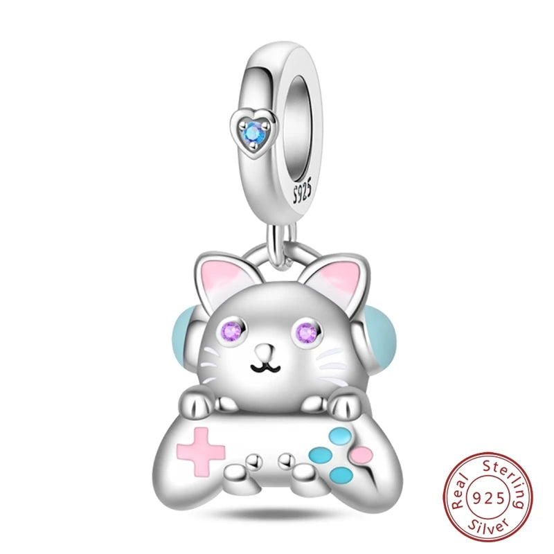 925 Sterling Silver Animal & Love Charms | Cat, Elephant, Bear, Swan & Easter Egg Beads Fit Original 3mm Bracelets DIY Jewelry