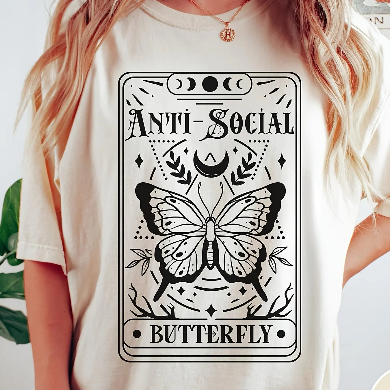 Plus Size Butterfly Tarot T-Shirt 🦋 Cotton Oversized Streetwear Top ✨
