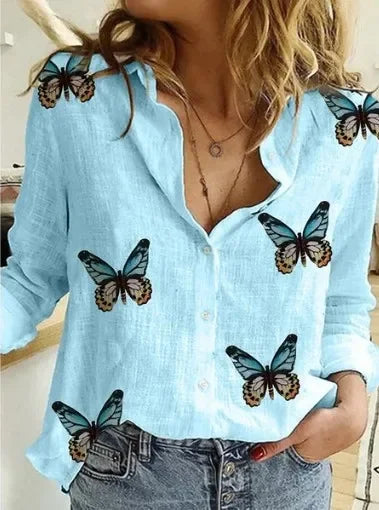 Vintage Cotton Linen Blouse – Long Sleeve Casual Shirt for Women Spring Autumn Top 🌿✨