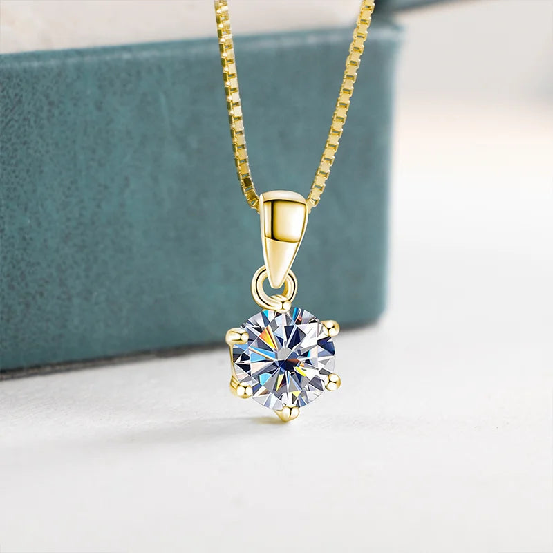 Butterflykiss 1CT Moissanite Pendant Necklace 925 Sterling Silver Bridal Jewelry