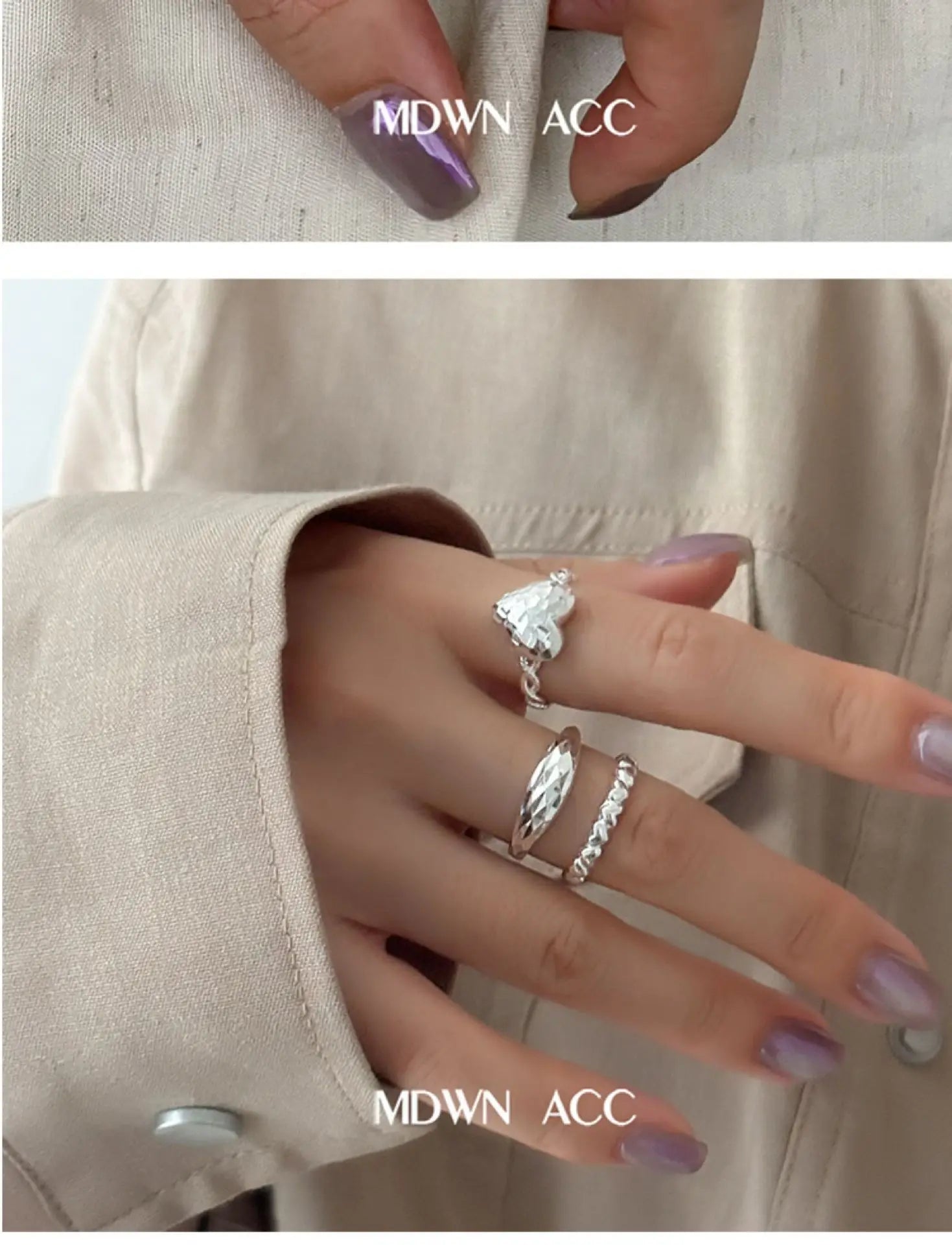 VENTFILLE 925 Sterling Silver Love Heart Ring – Double Layer Irregular Minimalist Women’s Jewelry Gift