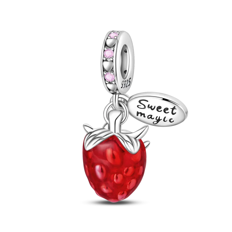 925 Sterling Silver Fruit Series Beads | Raspberry, Strawberry, Avocado & Lemon Dangle Charms for Bracelet