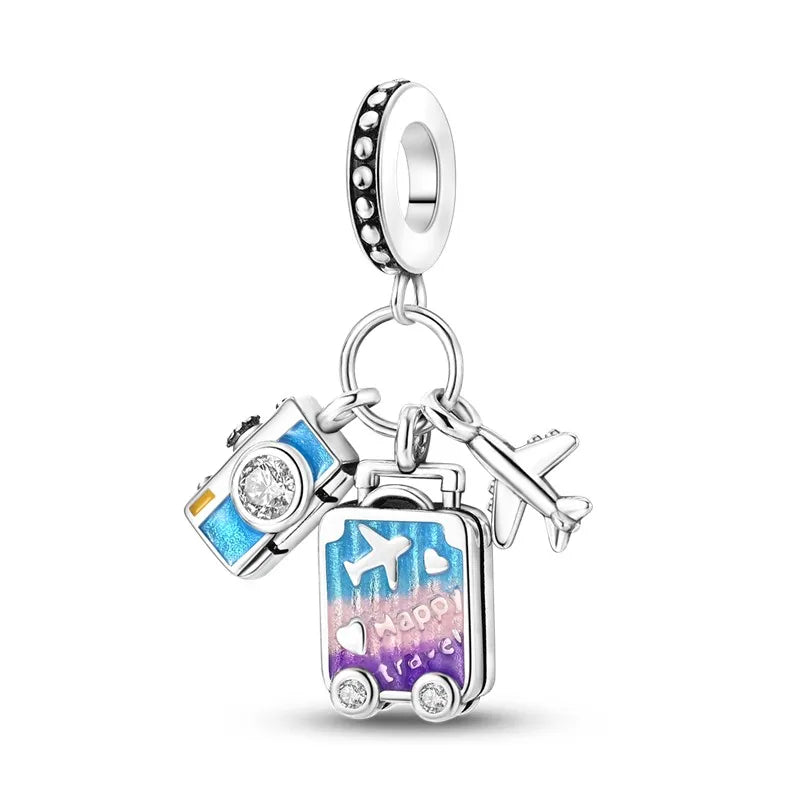 925 Sterling Silver Funny Playable Charms Beads | Smart Watch Tarot Bike Travel Dangle Fit Pandora Bracelet DIY Jewelry