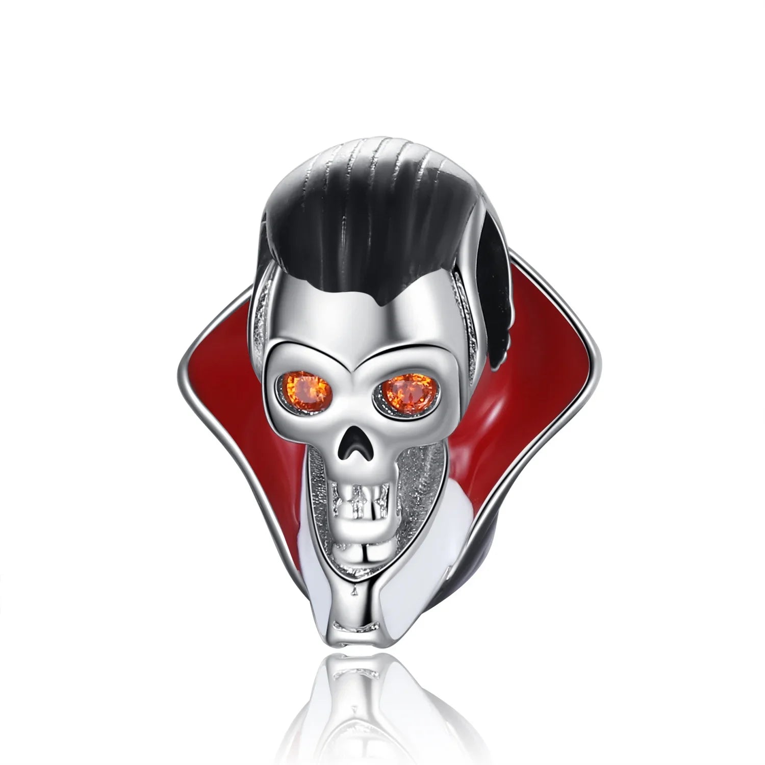 Halloween 925 Sterling Silver Black Skull, Bat & Pumpkin Charms | Pendant for DIY Original Bracelets, Women’s Fine Jewelry Gift