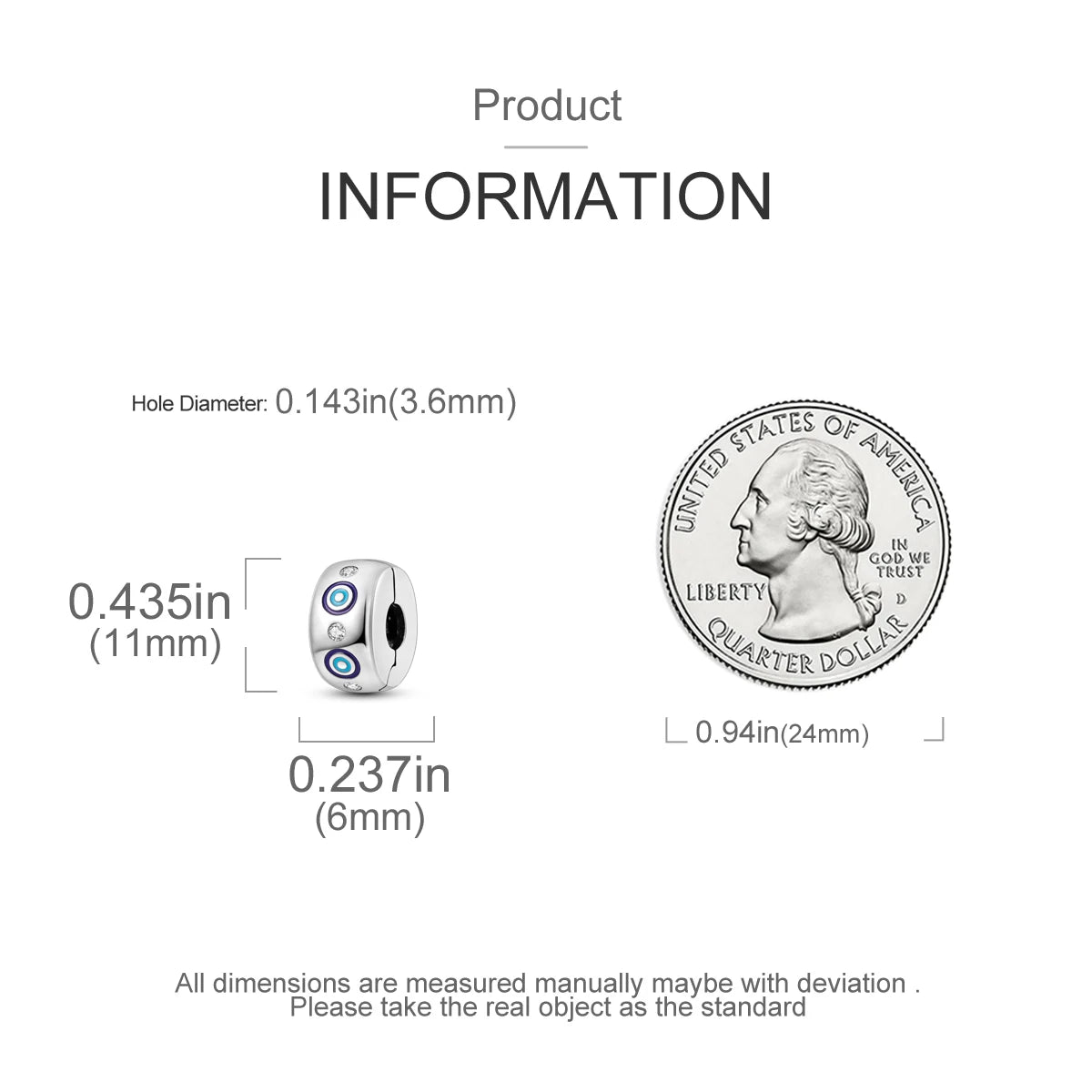 Original 925 Sterling Silver Stopper Bead Clip Charm | Fits Bangle Bracelet DIY Jewelry