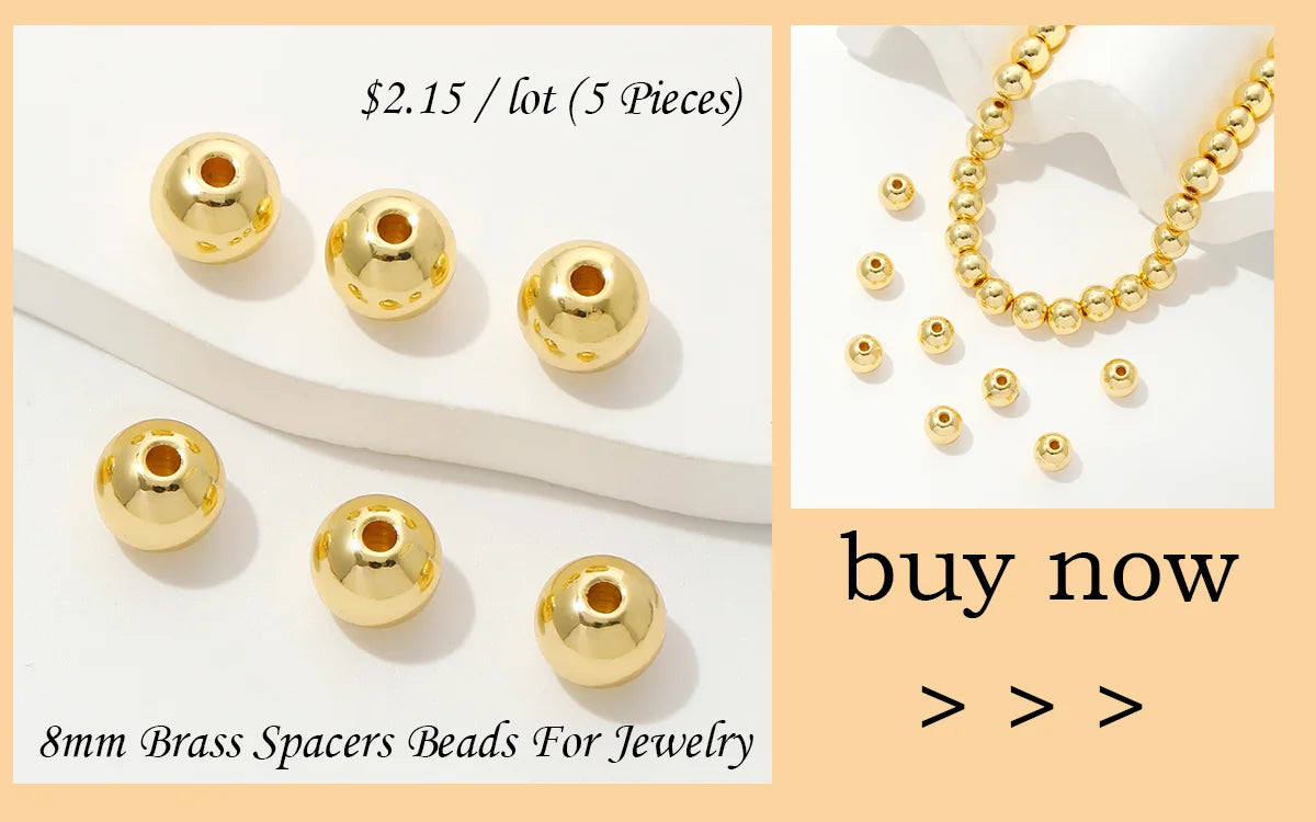 18K Gold Plated Zircon Round Spacer Beads | Brass Bracelet Beads for Jewelry Making | DIY Bead Separators Accessories