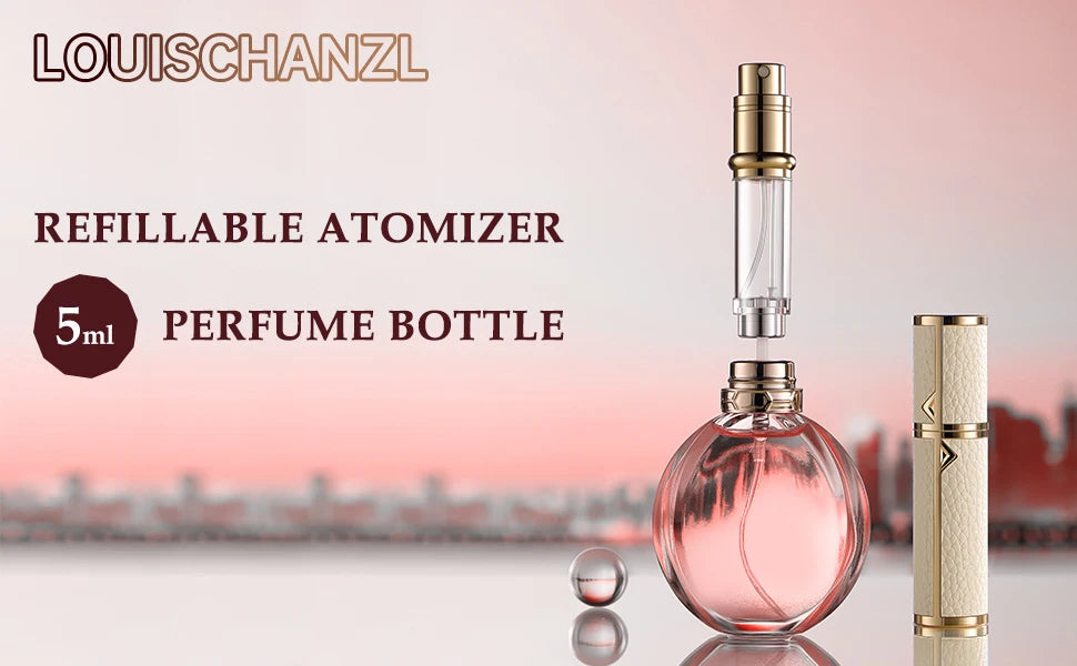 Louischanzl 5ML Leather Perfume Bottle – Refillable Portable Travel Mini Spray Atomizer | Empty Cosmetic Container