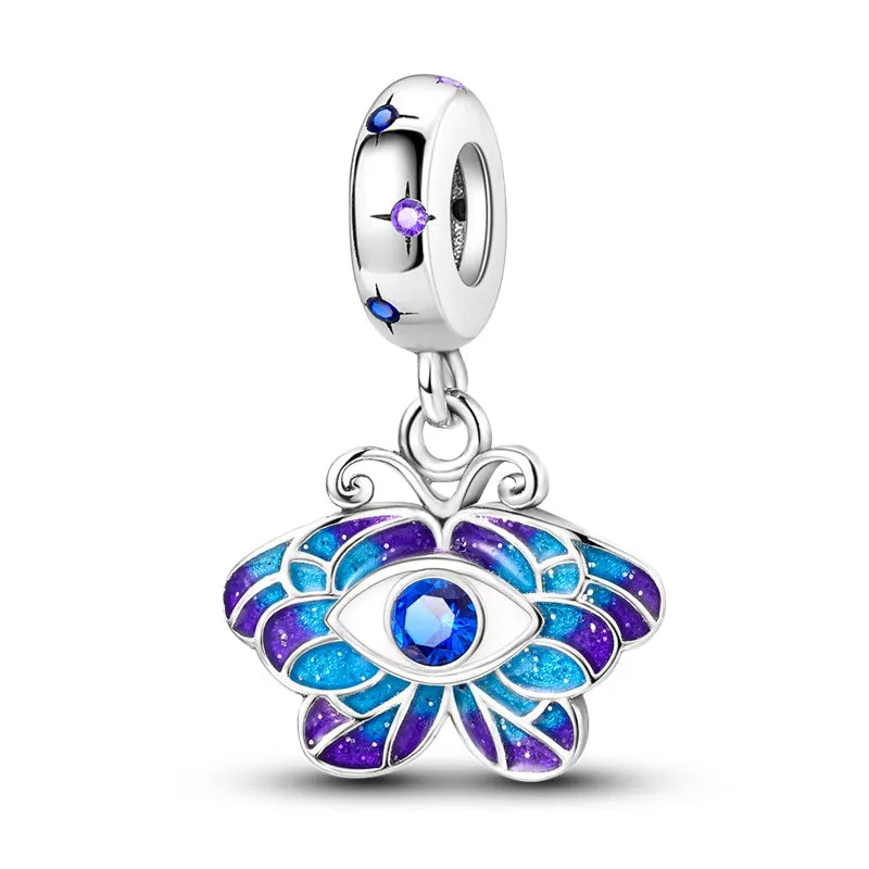 925 Sterling Silver Colorful Luminous Charms | Shell Turtle Star Beads
