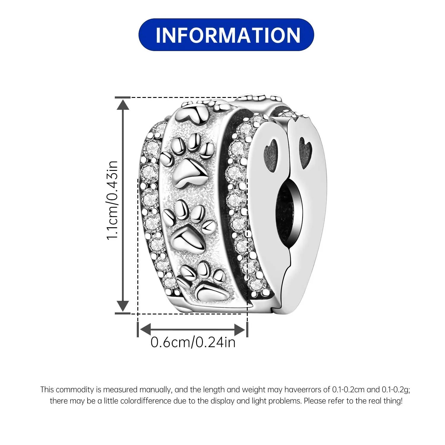 925 Sterling Silver Pave Clip Charms with Safety Chain | Colored Beads Stopper Clasp Fit Original Pandora Bracelet Jewelry