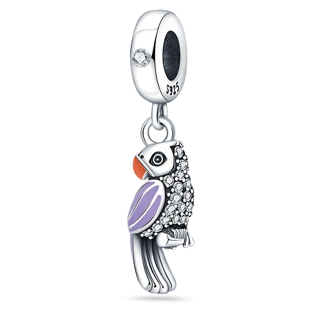 925 Sterling Silver Blue Series Charm | Dragonfly, Butterfly, Bird & Pansy Flower Pendant for 4MM Bracelet