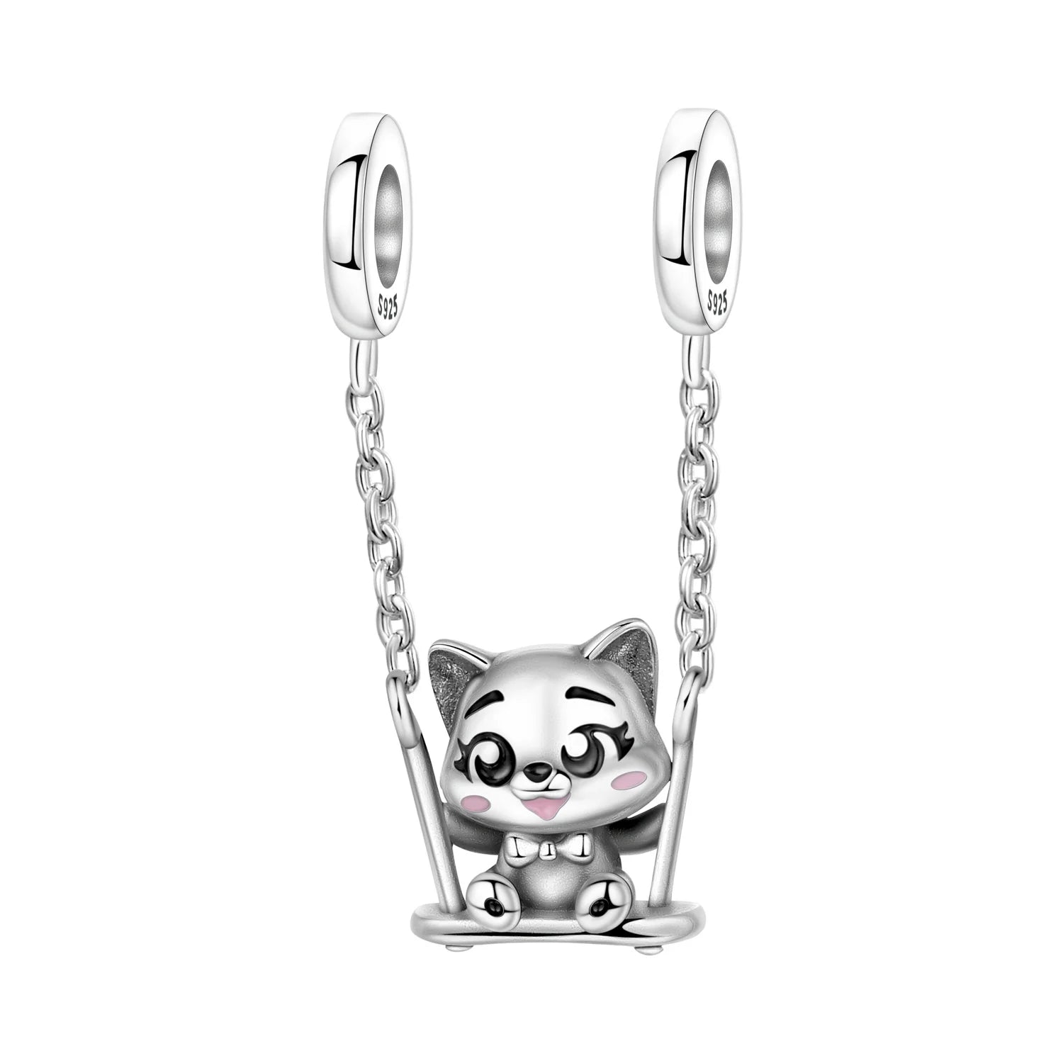 PANPOKI 925 Sterling Silver Cute Mouse Eating Cheese Charm Pendant | Original Bracelet DIY Jewelry Gift for Women
