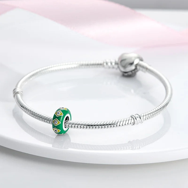 925 Sterling Silver Round Colored Zircon Spacer Beads – Fits Pandora Original Bracelets DIY Exquisite Party Jewelry