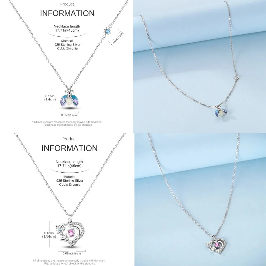 Heart to Heart Necklace 925 Sterling Silver Love Pendant Chain for Women – Wedding & Engagement Fine Jewelry