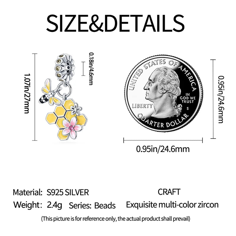 925 Sterling Silver Bee Series Charms | Fit Original Pandora Bracelet – DIY Women’s Jewelry Beads Hot Sale
