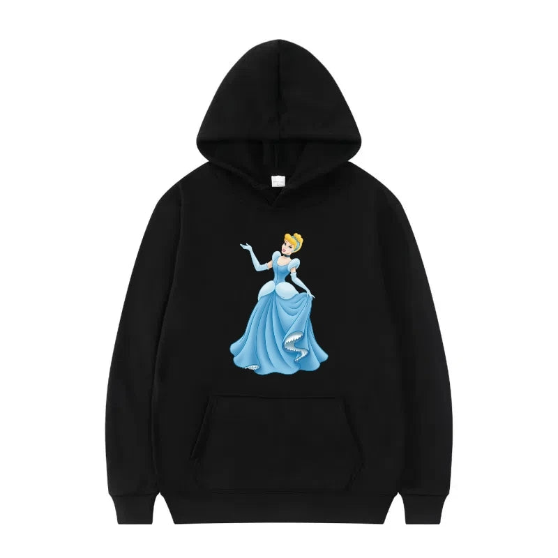 Disney Princess Graphic Hoodie | Y2K Sweet Style Long Sleeve Sweatshirt with Pockets for Women