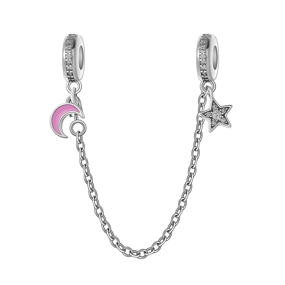 925 Sterling Silver Butterfly, Moon & Life Tree Safety Chain | Fits Original Bracelet DIY Jewelry Accessory