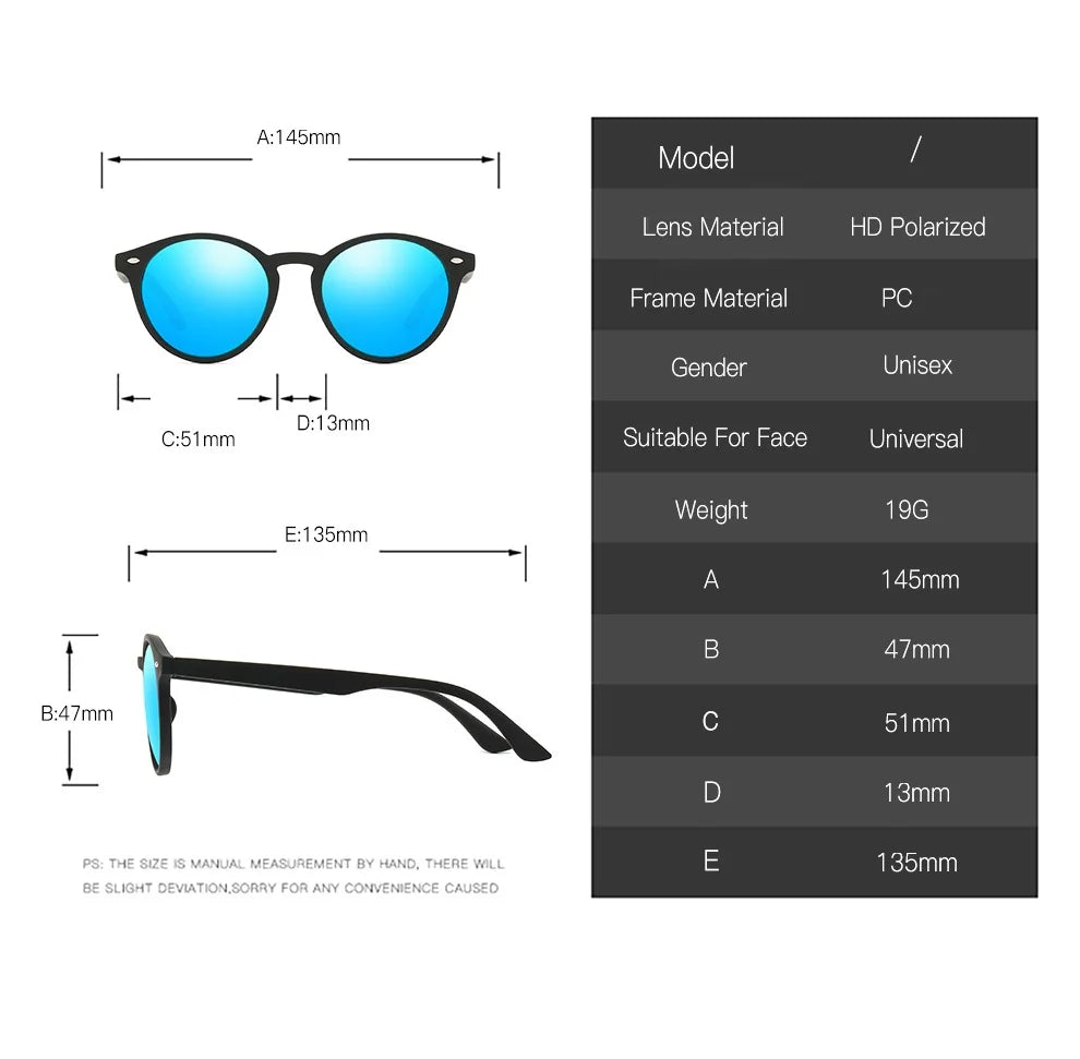 Fashion Round Polarized Sunglasses – Women Men Classic Vintage Driving & Travel Sun Glasses UV400 Designer Eyewear