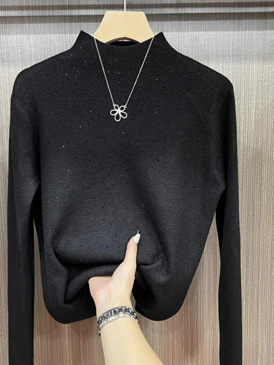 Women’s Winter Turtleneck Sweater – Sparkling Slim Fit Knitted Pullover Warm Jumper ❄️✨