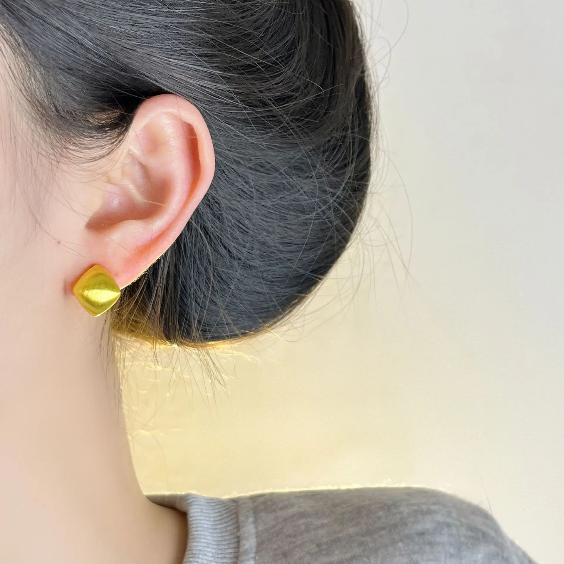 New 925 Sterling Silver Hoop Earrings – Matte Circle Geometric Punk Clip Earrings for Women & Girls