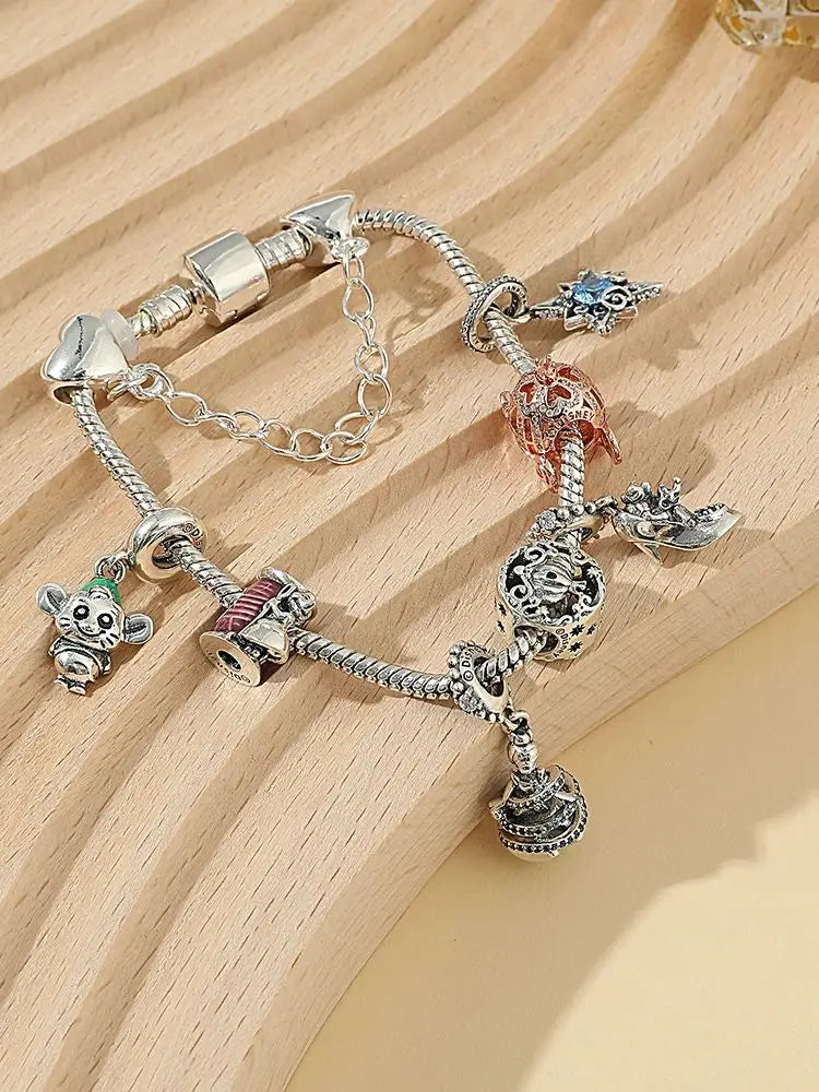 Alice in Wonderland 🐇 Beaded Pandora Bracelet | DIY Alloy Charm Jewelry