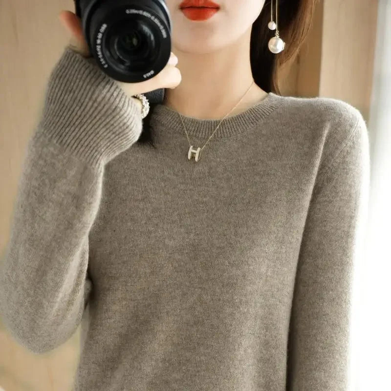 2025 Women Sweater Korean Fashion – Spring Autumn Long Sleeve O-Neck Knitwear Soft Warm Pullovers Bottoming Shirts