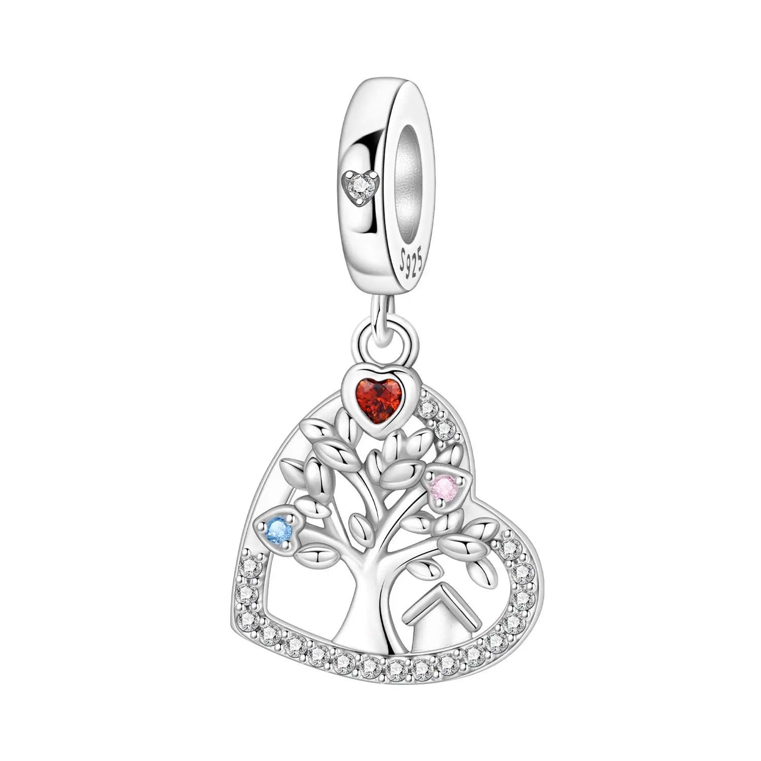 925 Sterling Silver Mother Daughter Love Embrace Pendant Charm | Heart Shaped Bracelet Bead DIY Fine Jewelry Gift