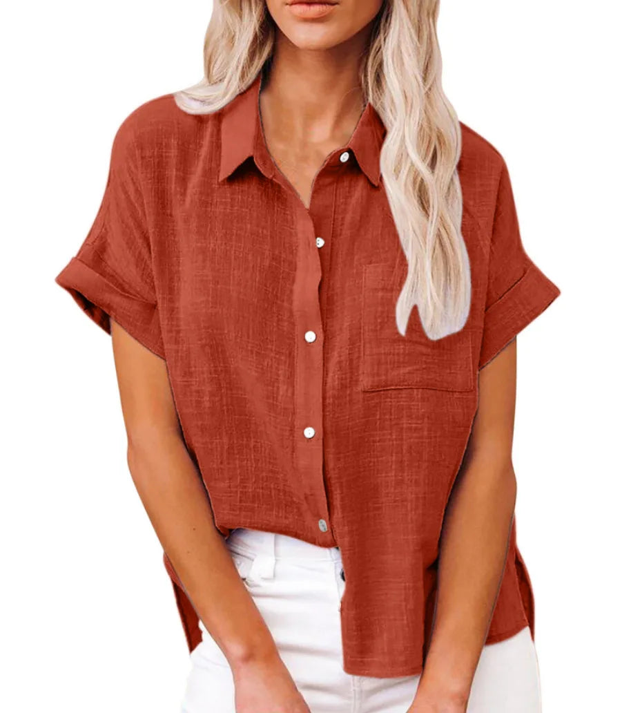 Women’s Cotton Linen T-Shirt | Summer Loose Fit Top | Casual Streetwear Blouse for Ladies