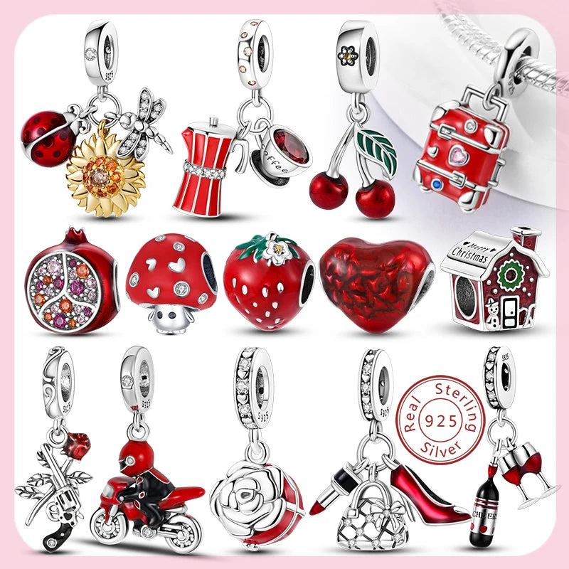 New 925 Sterling Silver Red Series Charm Bead | Original Pendant for Bracelets & Necklaces DIY Jewelry Gift for Women
