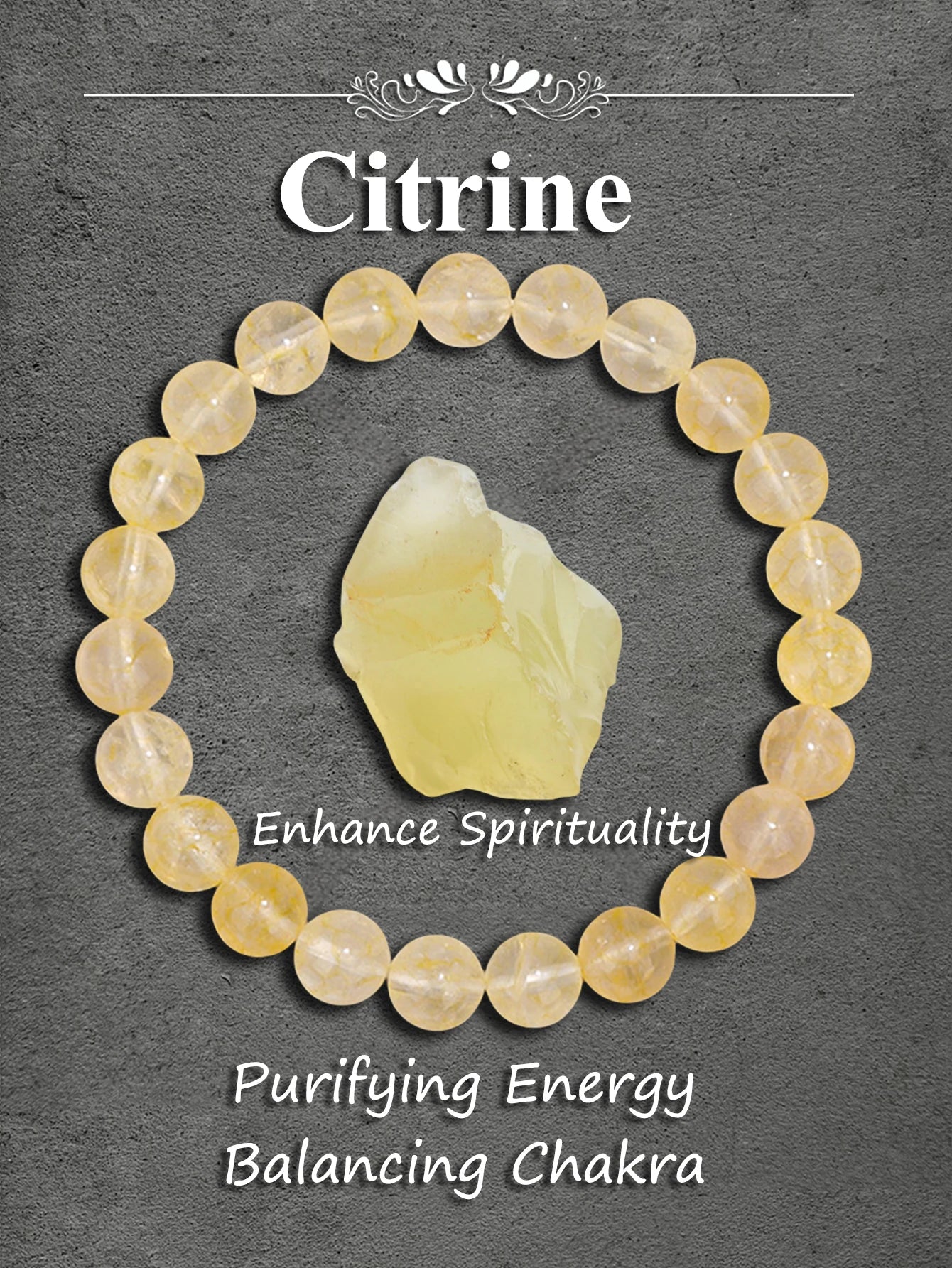 Natural Yellow Citrine Stone Bead Bracelet – Wealth, Success & Positive Energy Healing Crystal Jewelry Gift for Women