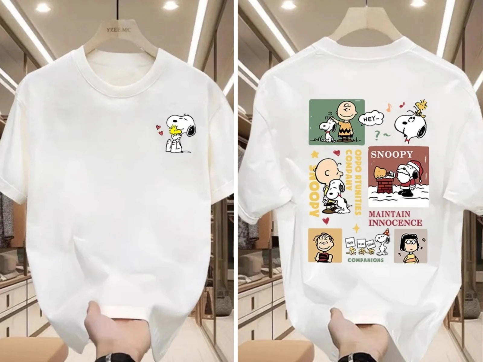 Large Cute Snoopy Cartoon Printed Cotton T-Shirt – Unisex Summer Streetwear Loose Fit Couple Top 🐶👕
