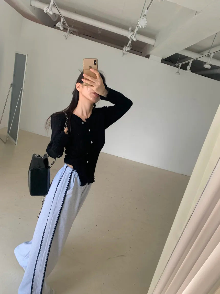 Chic Autumn Winter Loose Casual Pants – Color Block Side Stripe Floral Women Sweatpants Long Trousers
