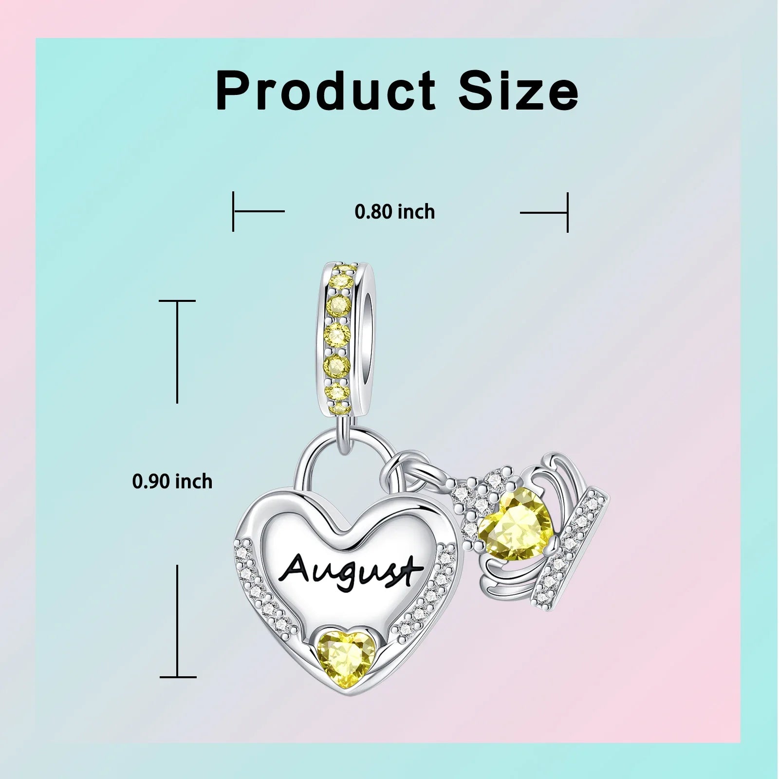 925 Sterling Silver Birthstone Love Pendant Charm | January–December Zircon Bead for Bracelet & Necklace DIY Jewelry Gift