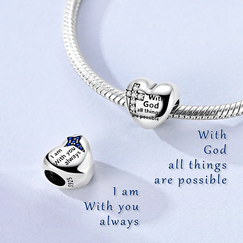 New Love Heart Shaped 925 Sterling Silver Charms – Family & Friendship Charm Beads Fit Original Bracelets for Women