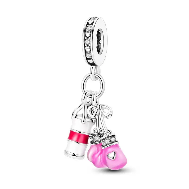 925 Silver Plated Magic Mirror Princess Angel Pink Charm Beads | Fits Original Pan 925 Bracelet | Exquisite DIY Jewelry
