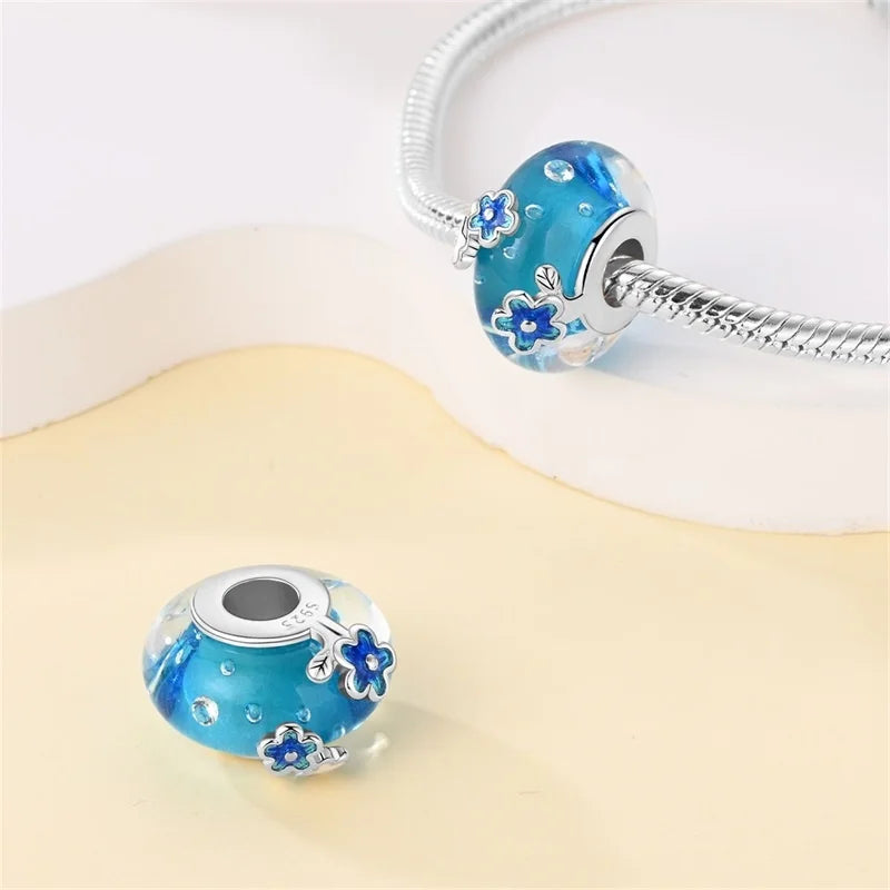 925 Sterling Silver Round Colored Zircon Spacer Beads – Fits Pandora Original Bracelets DIY Exquisite Party Jewelry