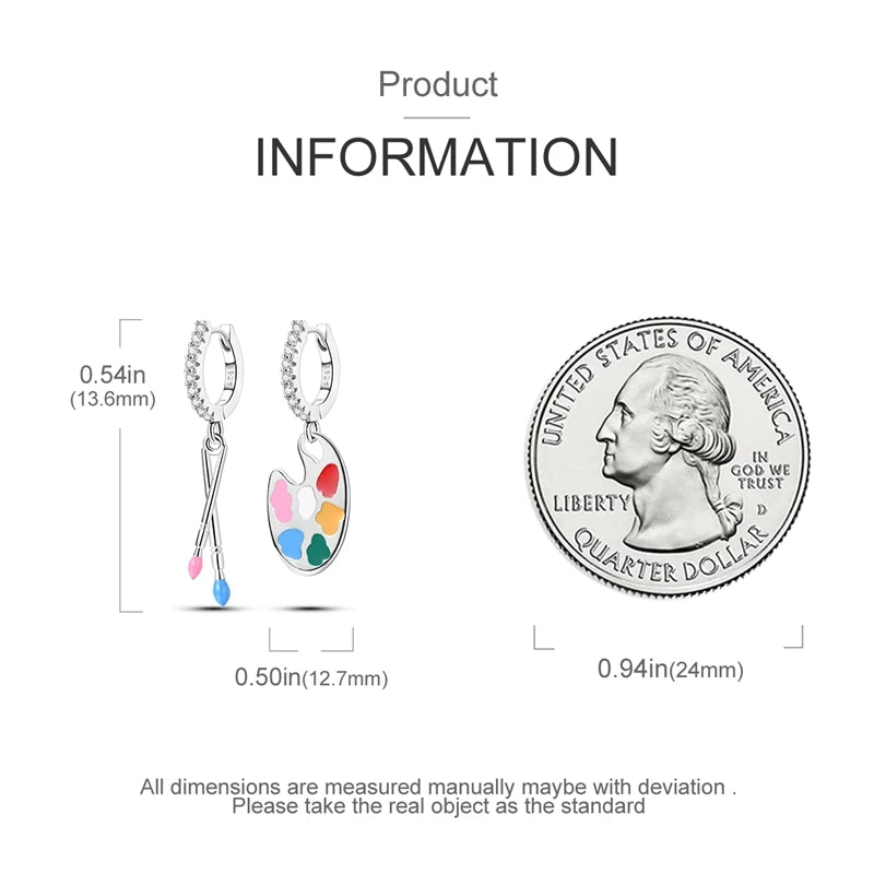 925 Sterling Silver Creative Hoop Earrings | Dangler Charms with Pave CZ for Women