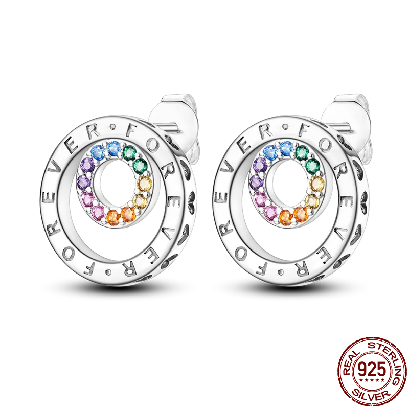 925 Sterling Silver Double Hoop Earrings for Women | Pave CZ Dangle Fashion Jewelry Gift for Engagement & Anniversary