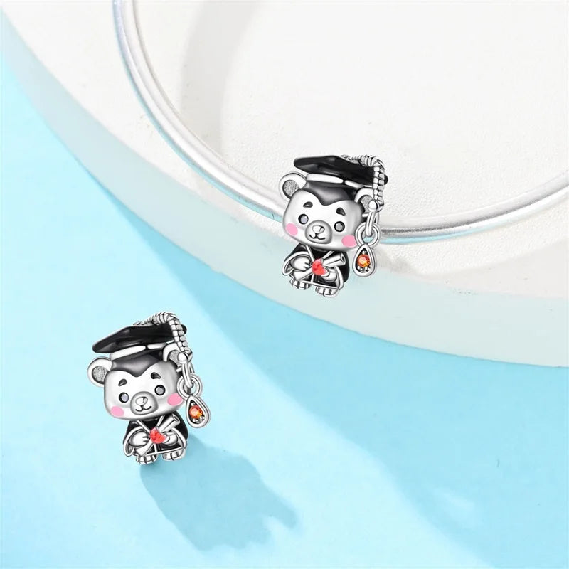 100% 925 Sterling Silver Teddy Bear, Kitten, Puppy & Elephant Luminous Firefly Charms | Sweet Beads Fit Pandora Bracelet Fine Jewelry