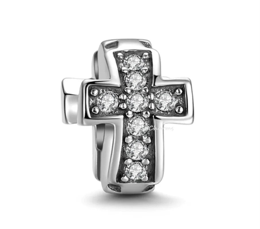 New 925 Sterling Silver Cross, Hope, Alarm Clock & Paw Charm | DIY Fine Beads for Original Bracelets & Pendant Charms for Women