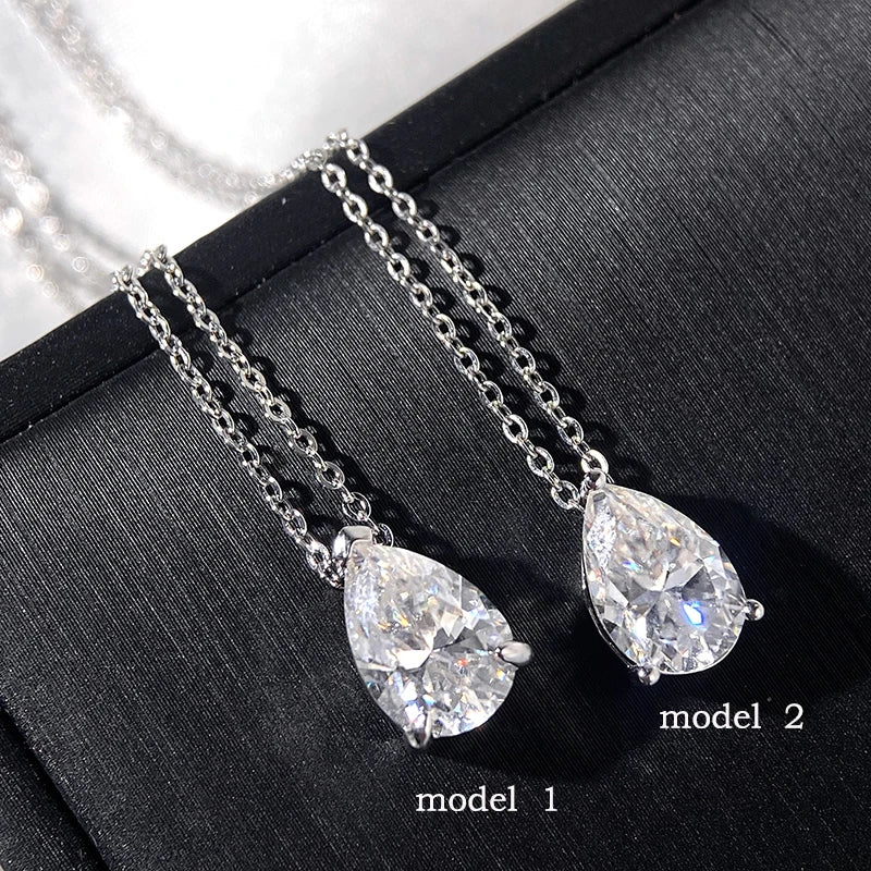 Smyoue 1-4CT Pear Cut Moissanite Pendant Necklace – 925 Sterling Silver Lab Diamond Wedding Jewelry for Women Girls