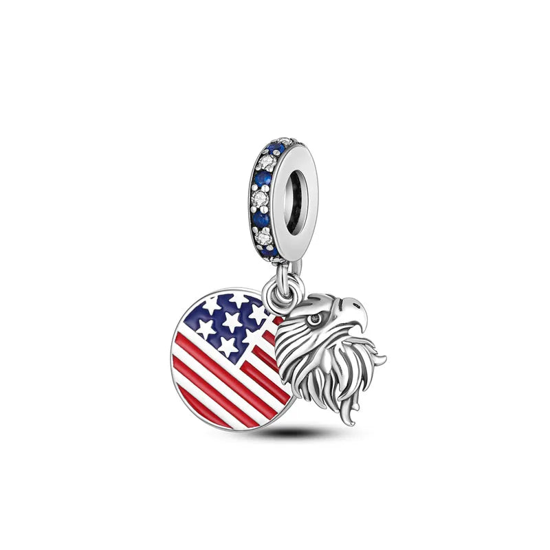 925 Sterling Silver National Flag Charms | Britain, Spain & Brazil Building Beads Fit Pandora Bracelet – Travel Jewelry Accessories
