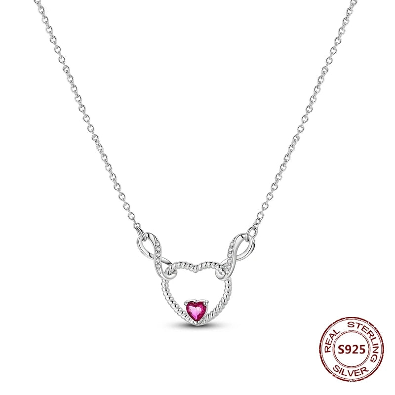 Heart to Heart Necklace 925 Sterling Silver Love Pendant Chain for Women – Wedding & Engagement Fine Jewelry