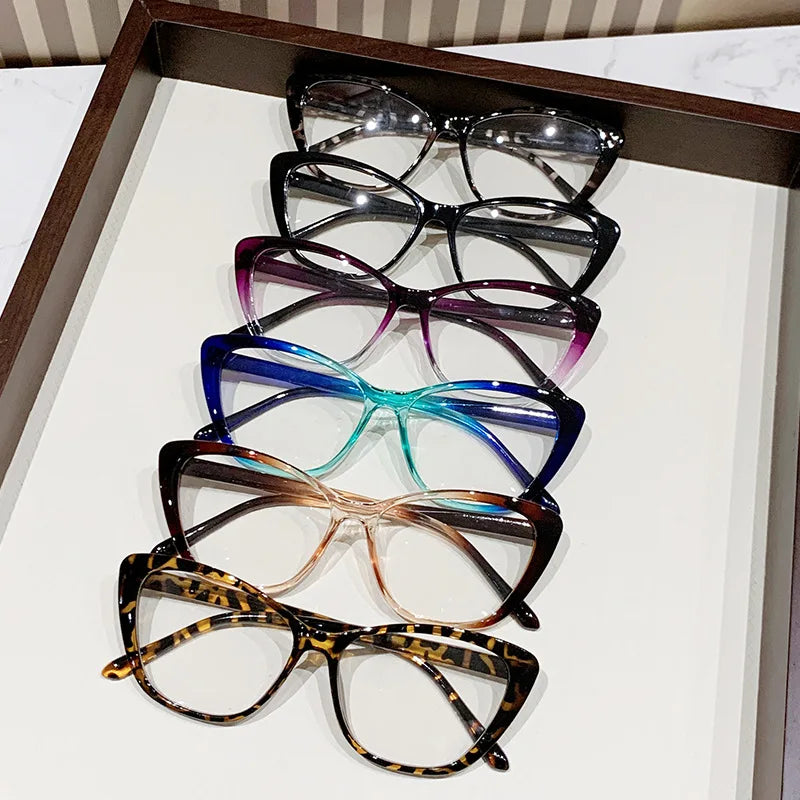 Fashion Ladies Reading Glasses – Trendy Luxury Cat Eye Presbyopia Anti-Blue Light Eyeglasses for Women & Men