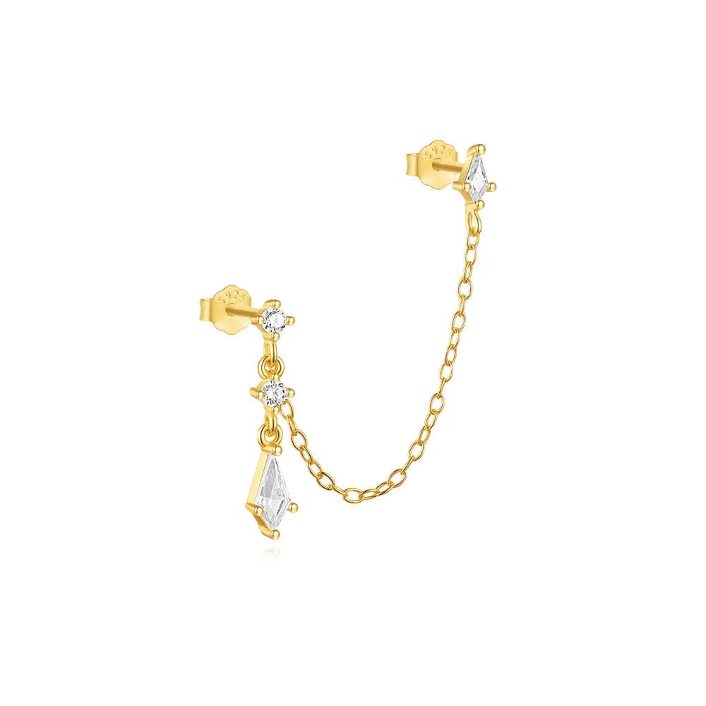 CANNER 925 Sterling Silver Horse Eye Tassel Zircon Drop Earrings – Minimalist Geometric Jewelry for Women