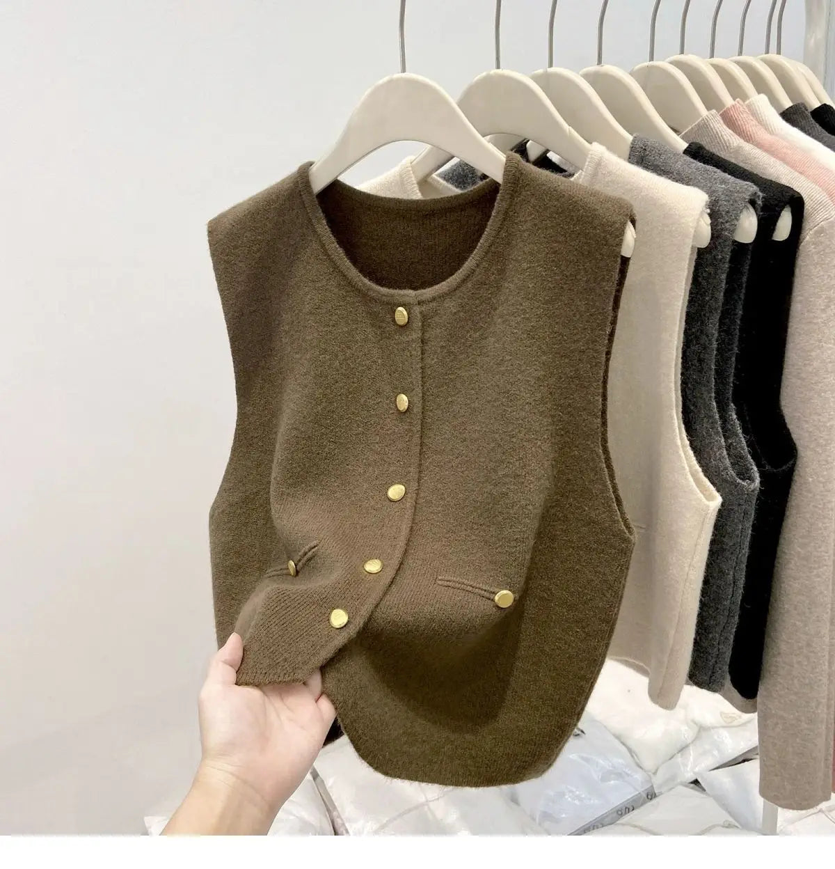 Women’s Knit Vest Cardigan Sweater | Sleeveless Button-Up Round Neck Casual Fashion Top