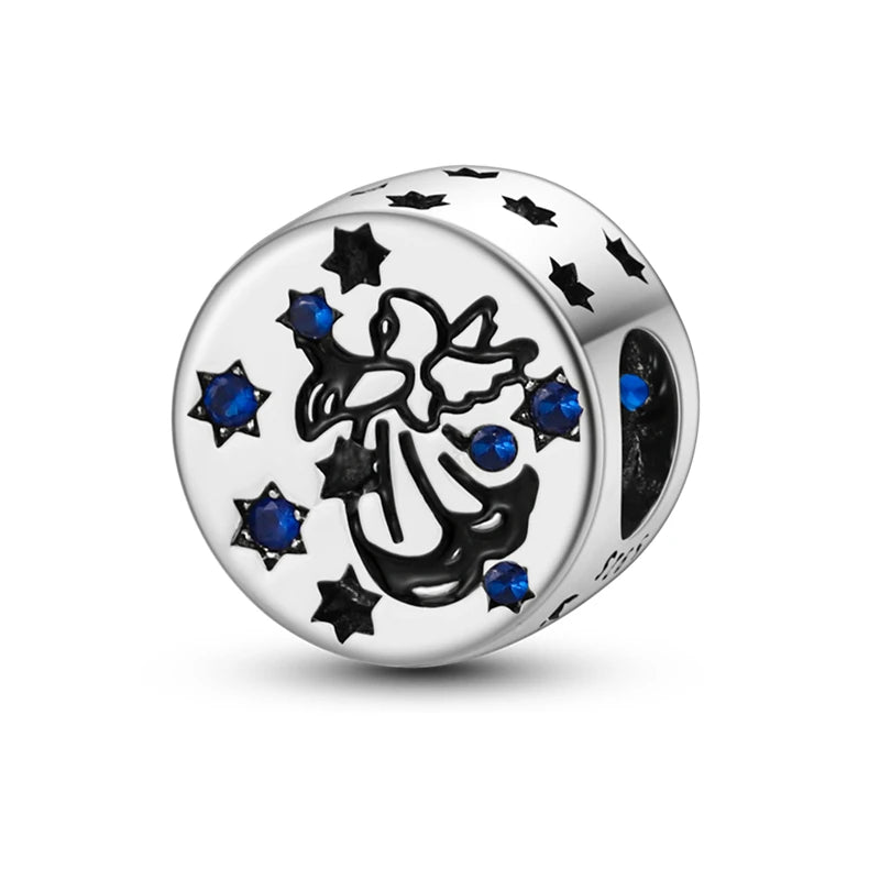 925 Sterling Silver Heart Shaped Warm Family Charm Beads Butterfly Flower Pendant